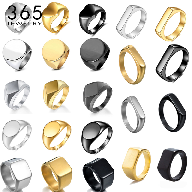 Initial Ring Custom - 365 스테인리스 스틸 펑크 록 스무스